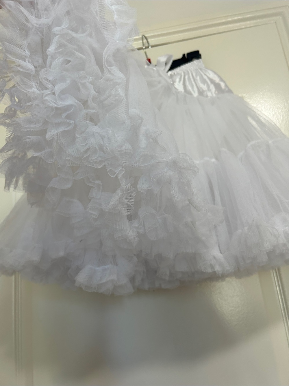 White Tulle Petticoat Skirt with Satin Waist Tie - Picture 2 of 3